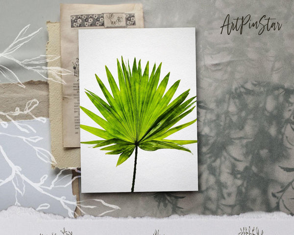 Green Palm Leaf Watercolor Botanical Garden Customized Greeting Card