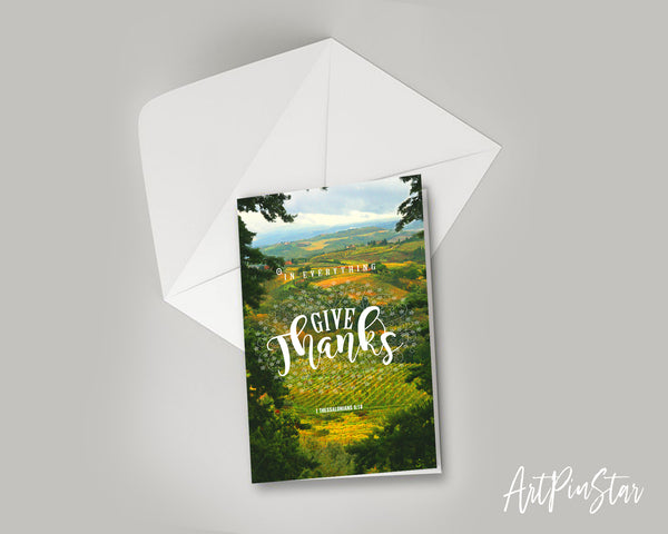 In everything give thanks 1 Thessalonians 5:18 Bible Verse Customized Greeting Card