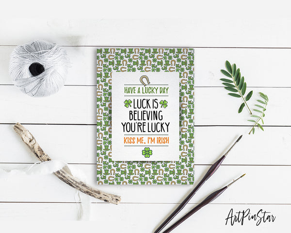 Lucky is believing you're lucky St. Patricks Day Personalized Gifts Card - ArtPinStar.com