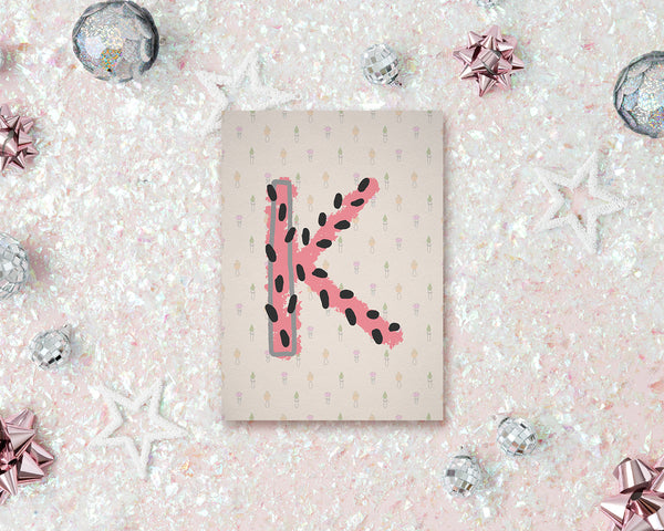 Alphabet Forest Letter K Animal Monogram Note Cards
