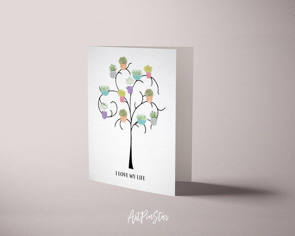I love my life Flower Quote Customized Gift Cards