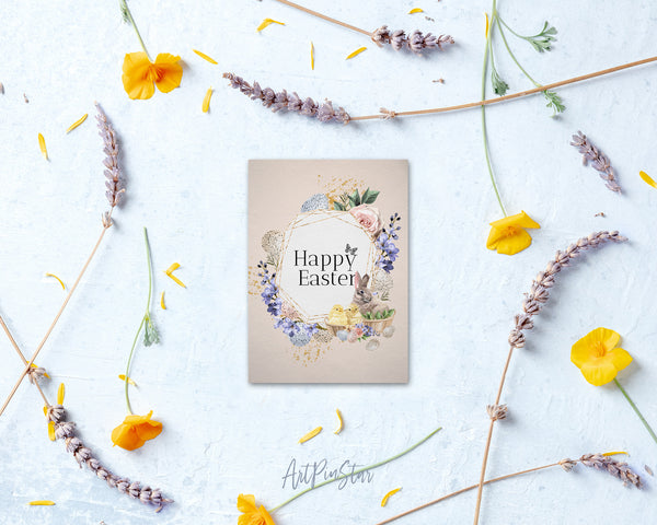 Easter Watercolor Bunny Flower Customized Greeting Card