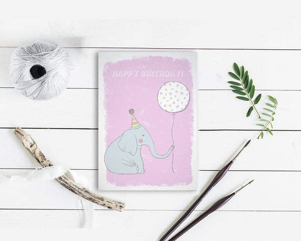 Happy Birthday Elephant Customizable Greeting Cards