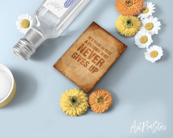 It's hard to beat a person who never give up Babe Ruth Motivational Quote Customized Greeting Cards
