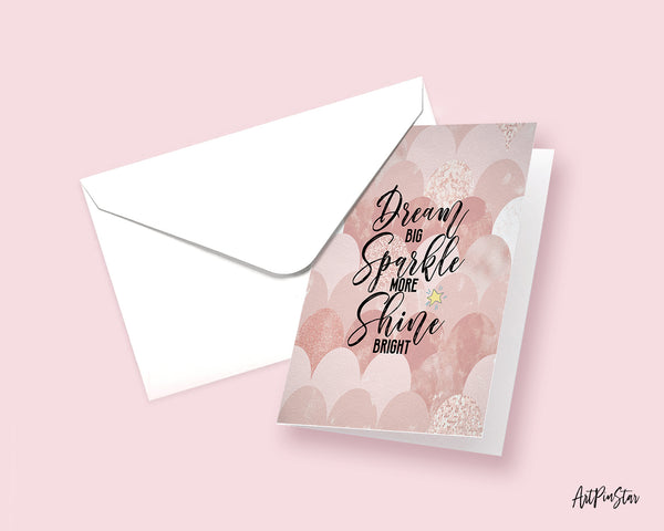 Dream Big Sparkle More Shine Bright Motivational Quote Customized Greeting Cards