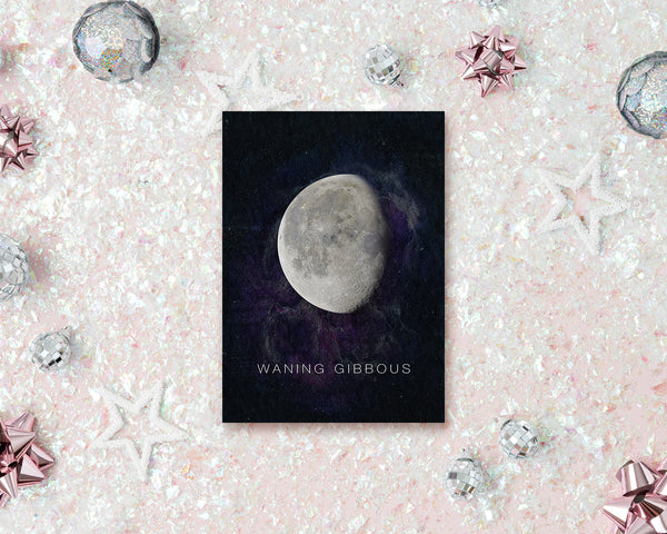 Waning Gibbous Moon Phases Universe Space Customizable Greeting Card