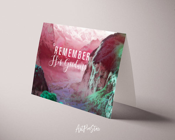 Remember His Goodness Bible Verse Customized Greeting Card