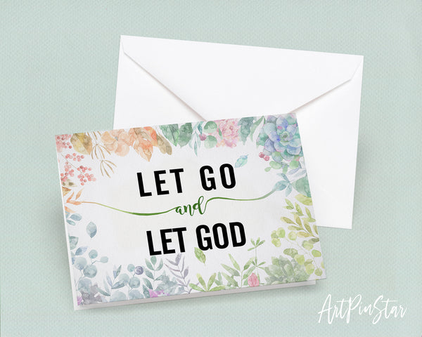 Let go and let God Bible Verse Customized Greeting Card
