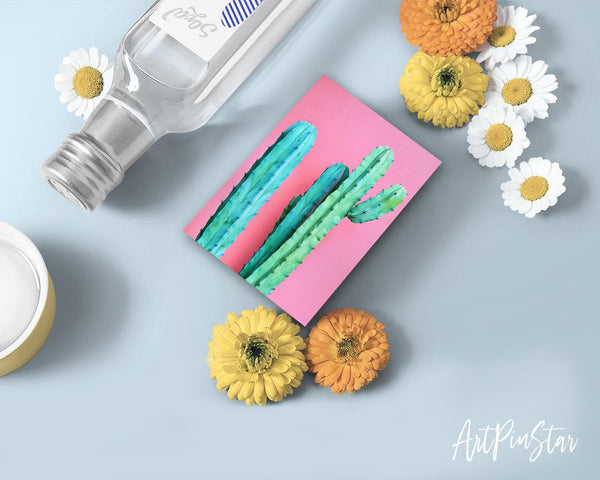 Cactus Tropical Cacti Plant on Pastel Pink Botanical Garden Customized Greeting Card