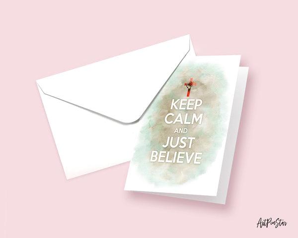Keep calm and just believe Motivational Quote Customized Greeting Cards