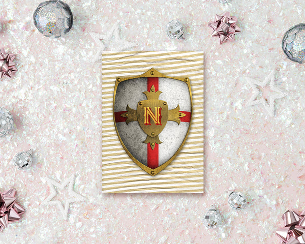 Alphabet Shield Letter N Signature Monogram Note Cards