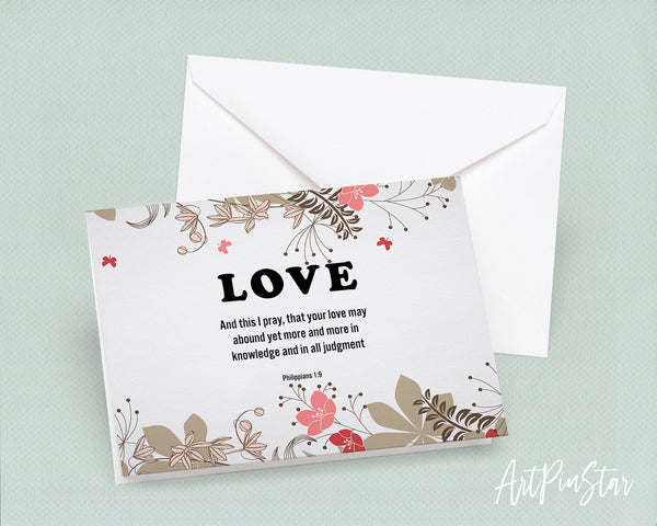 Love and this I pray that your love may abound Philippians 1:9 Bible Verse Customized Greeting Card