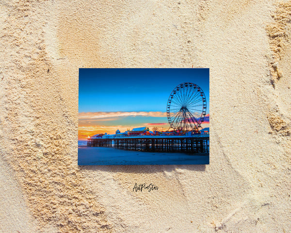 Lancashire Central Pier Blackpool and Ferris Wheel, United Kingdom Landscape Custom Greeting Cards