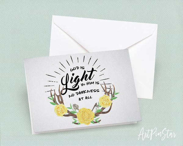 God is Ligfht in him is no darkness at all Bible Verse Customized Greeting Card