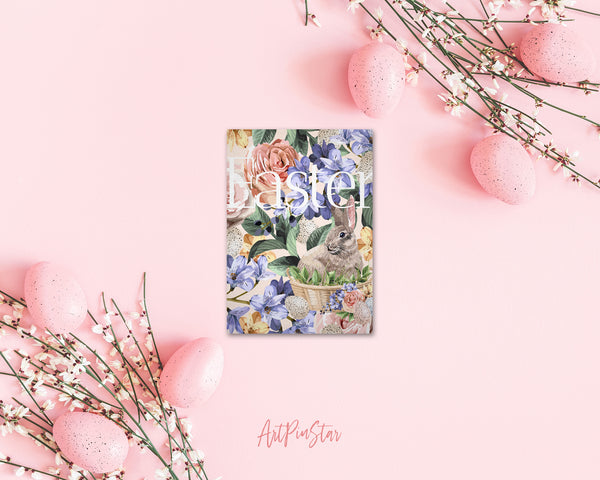 Easter Watercolor Bunny Flower Customized Greeting Card
