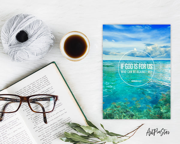 If God is for us who can be against us Romans 8:31 Bible Verse Customized Greeting Card