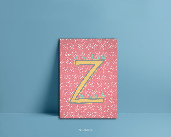 Alphabet Forest Letter Z Animal Monogram Note Cards