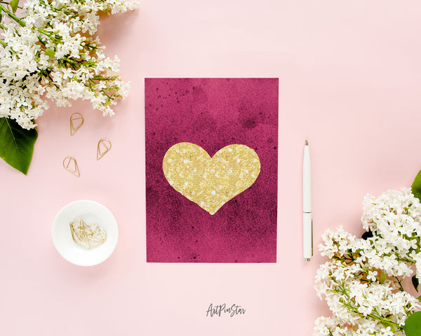 Gold Heart Valentine's Day Customized Greeting Card