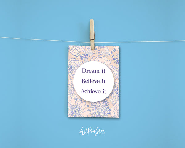 Dream it Believe it Achieve it Tony Robbins Inspirational Quote Customized Greeting Cards