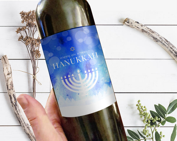 Wishing you a happy Hanukkah Holiday Customizable Label