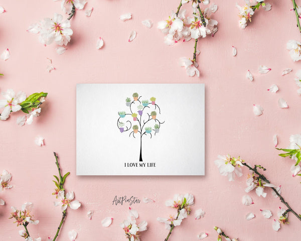 I love my life Flower Quote Customized Gift Cards