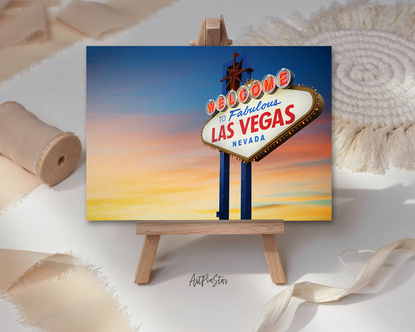 Entrance Sign at Sunset, Las Vegas Landscape Custom Greeting Cards