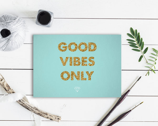 Good Vibes Only Positive Quote Customized Greeting Cards