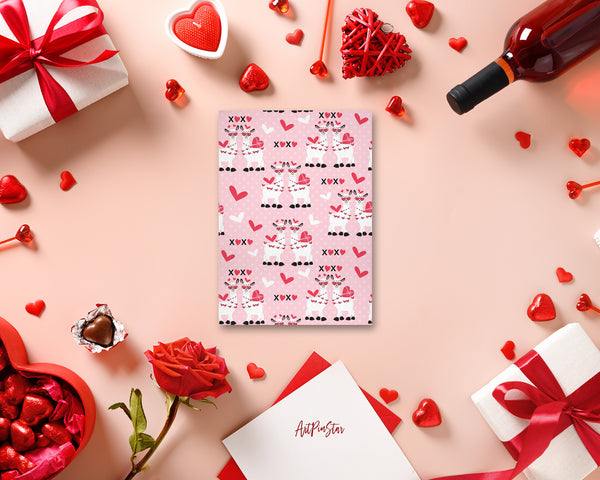 Valentine's Day Llamas and XOXO Customized Greeting Card