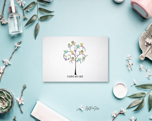 I love my life Flower Quote Customized Gift Cards