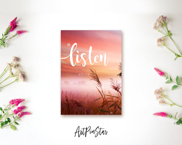 Listen Acts 13:16 Bible Verse Customized Greeting Card