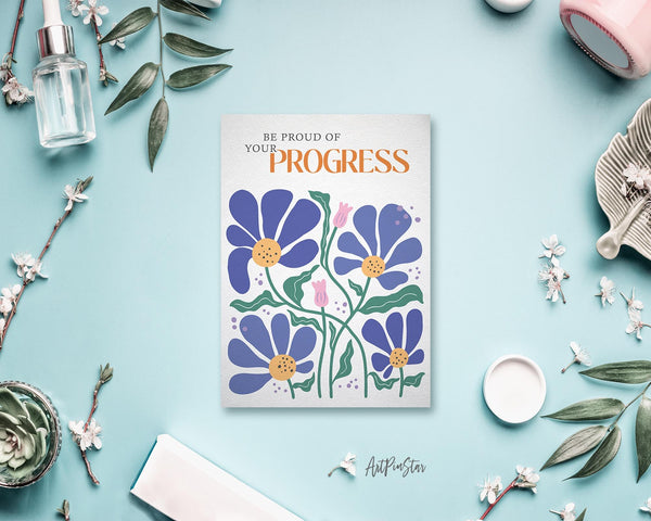 Be proud of your progress Flower Quote Customized Gift Cards