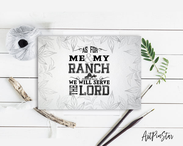 As for me & my ranch, we will serve the Lord Bible Verse Customized Greeting Card