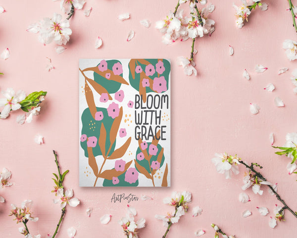 Bloom with grace Flower Quote Customized Gift Cards