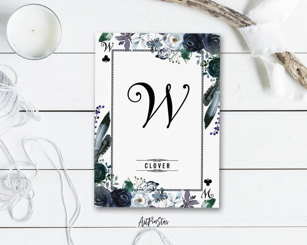 Watercolor Floral Flower Bouquet Initial Letter W Clover Monogram Note Cards