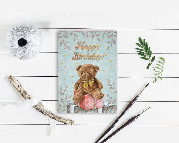 Happy Birthday Bear Customizable Greeting Cards