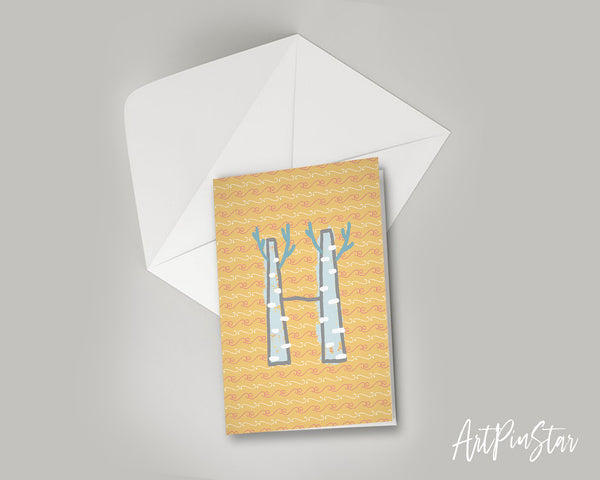 Alphabet Forest Letter H Animal Monogram Note Cards