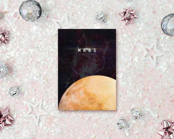 Mars Planet Orbiting Stars Solar System Customizable Greeting Card