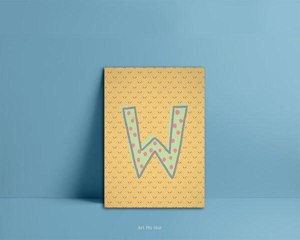 Alphabet Forest Letter W Animal Monogram Note Cards