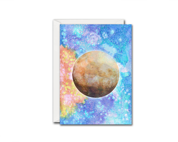 Mars Planet Watercolor Galaxy Space Customizable Greeting Card