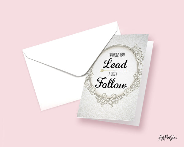 Where you lead I will follow Carole King Motivational Quote Customized Greeting Cards