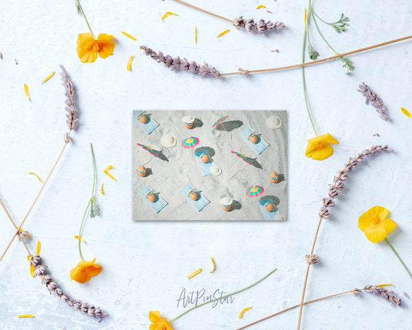 Easter Eggs Beach Umbrella and Glasse Customized Greeting Card