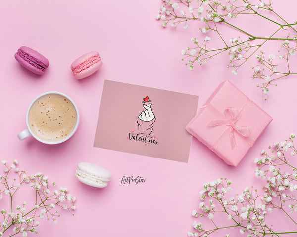 Valentine's Day Finger Heart Love Sign Customized Greeting Card
