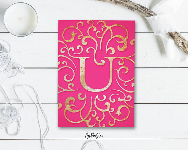 Alphabet Mandela Letter U Modern Monogram Note Cards