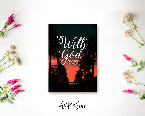 With God all things are possible Matthew 19:26 Bible Verse Customized Greeting Card