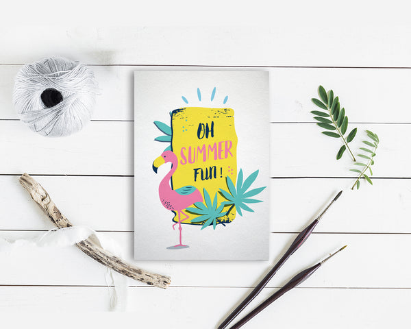 Oh Summer Fun Flamingo Animal Greeting Cards