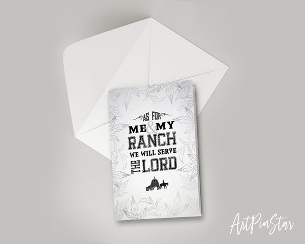 As for me & my ranch, we will serve the Lord Bible Verse Customized Greeting Card