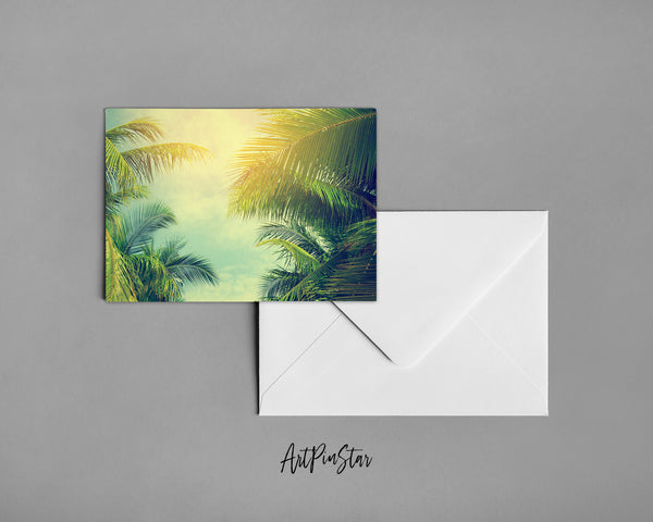 Palm Trees Retro Tropical Coast Coconut Summer Tree, California Landscape Custom Greeting Cards