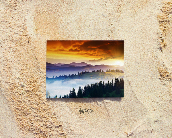 Majestic Mountains Sunset Overcast Sky before Storm, Carpathian, Ukraine, Europe Landscape Custom Greeting Cards