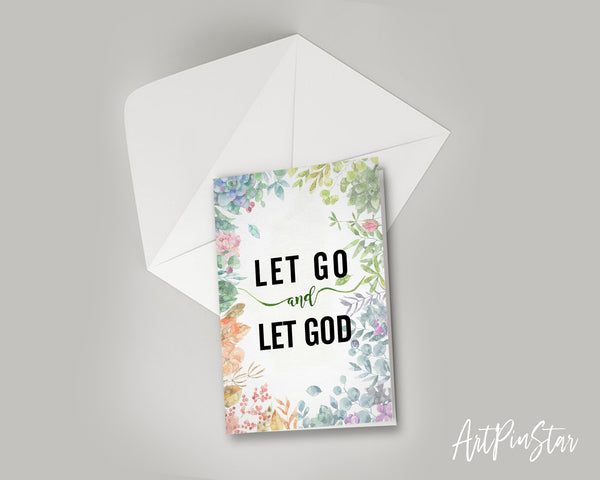 Let go and let God Bible Verse Customized Greeting Card