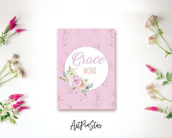 Grace wins Bible Verse Customized Greeting Card